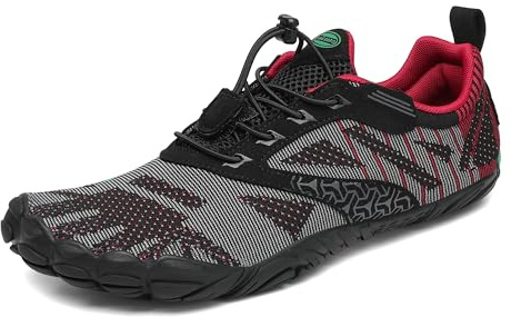 SAGUARO Barfota Skor Dam Herr Trail Löparskor Flexibel Lättvikt Vattensport Skor Halkfri Bekväm Minimalistiska Skor för Gående Fitness Gym Klättrande, Röd 46 EU