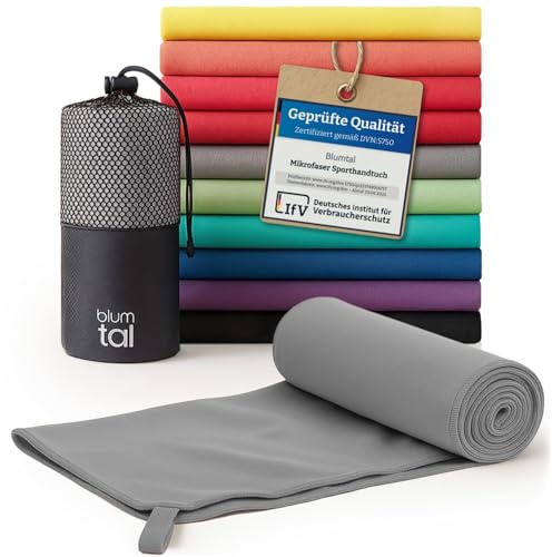 Blumtal Mikrofaser Handtuch leicht & extra saugstark - schnelltrocknende Microfaser Handtücher - optimal als Fitness Handtuch/Strandtuch Mikrofaser/Gym Towel - Reisehandtuch kompakt - Grau