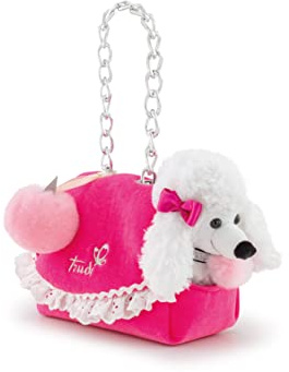 Trudi Fashion Pets 29618 Plüschhund Gigi in Einer Modetasche 10 x 16 x 16 cm (XS), hochwertiges Stofftier mit weichen Materialien, Tragetasche für Hund, waschbar, Kuscheltier für Kinder, Rosa/Weiß