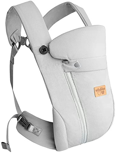 vrbabies Baby Carrier from Newborn, Ice Silk Baby Sling with Adjustable Belt & 3D Breathable Mesh, Face-in and Face-Out Front and Back Carry for Newborns and Older Babies 3.5-10kg(Light Grey)