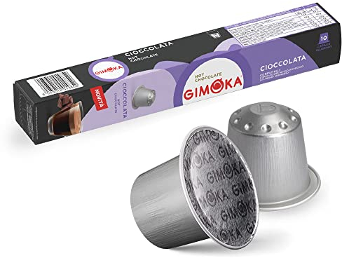 Gimoka, bebida soluble de CHOCOLATE - 100 Cápsulas de Aluminio - Compatibles con Máquinas de Café Nespresso* para uso doméstico - Producido en Italia - 10 paquetes de 10