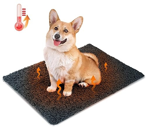 Nobleza Manta Autocalefactora para Perros y Gatos, Alfombra Térmica, Manta Térmica Lavable Antideslizante para Perros, Alfombrilla Autocalentable Esponjosa Cálida, Negra, 70x50cm