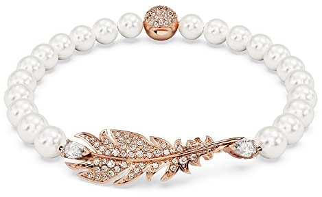 Swarovski Nice Bracelet, White Crystal Pearls, White Zirconia and Pink Crystals, Rose Gold-Tone, from the Nice Collection, Size Medium