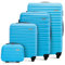 WITTCHEN Reisekoffer 4er Koffer-Set Rollkoffer Trolley Handgepäck Gepäck Reisekoffer Set Hartschale aus ABS mit 4 Spinner-Rollen Zahlenschloss Teleskopgriff Groove Line blau