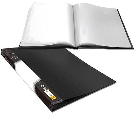 Cartella Portfolio d'Arte, 40 tasche trasparenti protettive per carta, Libro di Presentazione trasparente con 80 pagine per Opere d'Arte, Lettere, Fogli di Report (Può ospitare formati 28cm x 43.2cm)