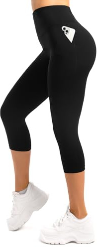 Leafigure Capri Leggings for Women High Waisted Athletic Shorts Workout Light Running Cycling Buttery Soft Yoga Shorts Black SM