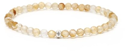 BERGERLIN Citrin Armband echt mit 925 Sterling Silberperle - facettierte Perlen - Größe XS