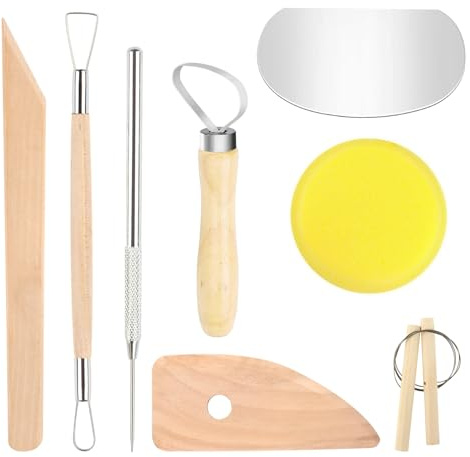 Outils Kit Poterie, Outils de Sculpture Professionnels, Outil Modelage, Kit Poterie Sculpture Argile, Outils de Sculpture en Céramique pour Céramique,Art de Gaufrage,Menuiserie, Artiste DIY (8PCS)