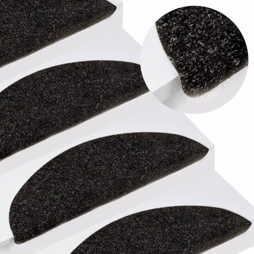 ShGaxin Självhäftande trappmatta 15 st antracit 56 x 17 x 3 cm, trappmattor, halkfri för trappa, halkfri matta - SPU:136389