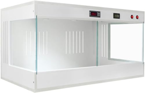 YIJIEHH Terrarienbecken für Reptilien, Glas, geräumiger und transparenter Lebensraumkäfig für Eidechse, Schlange, Bartagame, mit Panorama-Glas, Futterbox für ultimativen Komfort, Weiß, 60 x 40 x 40 cm