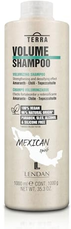 LENDAN - Champú Volumen Cabello Fino - Terra Volume Shampoo - 1000 ml - Maximiza el Volumen del Pelo sin Apelmazar - Melena Suave - Limpieza Profunda y Equilibrante - Fortalece y Redensifica - Vegano