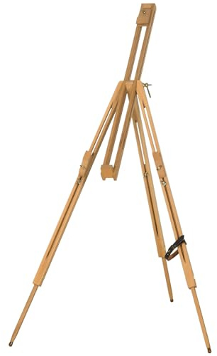 Vinsetto Cavalletto per Pittura Pieghevole in Legno di Faggio, Cavalletto Dipingere con Angolazione e Altezza Regolabile, 93x84x183 cm, Color Legno
