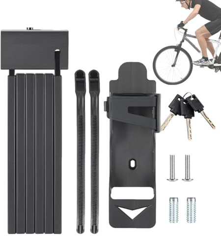 Folding Lock, Folding Lock, Secure Lock with Mounting Bracket and 3 Keys - Anti-Theft for Outdoor Equipment, Scooter, Fence, Gate