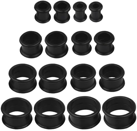 16 Pieces Silicone Flesh Tunnels Ear Stretcher Plug Body Piercing Expanders | Stretching Kit Soft Silicone Ear Tunnels Earrings,Piercing Stretcher Plugs Ear Expanders Ear Spacers for Men Women (Black)