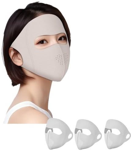 3-pack heltäckande solskyddsmasker för kvinnor efter laserskönhetsbehandling, heltäckande ansiktsmask, tvättbar och återanvändbar, flerfärgad