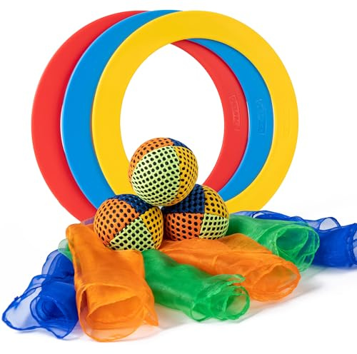 oazoxcx Jonglier-Starterset mit 3 Jonglierbällen 3 Tüchern 3 Ringen Perfekt für die Entwicklung von Motorik und Jonglierfähigkeiten