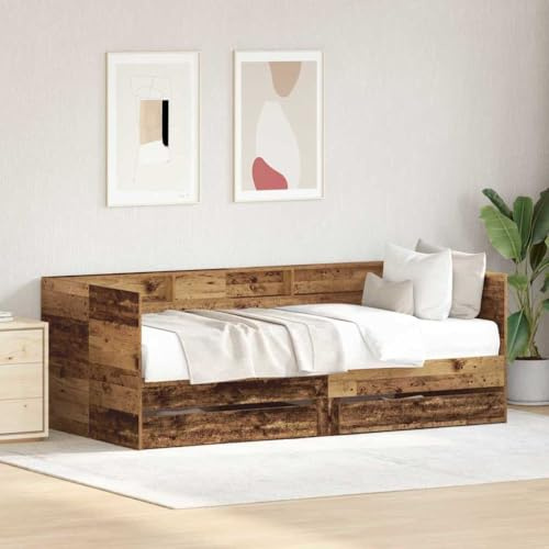 vidaXL Cama Nido Moderna con Cajones en Acabado de Madera Reciclada | Solución de Almacenamiento Chic de 100 x 200 cm Dormir y Relajarse en Espacios Cómodos