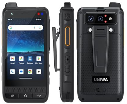 UNIWA POC Zello Talkie Walkie, F400 4G Mobile Phone Android 15 4GB+64GB IP65 étanche 3.9'' écran Tactile Smartphone Robuste 13MP Caméras SOS GPS NFC WiFi PTT 4350mAh Dual SIM (F400)