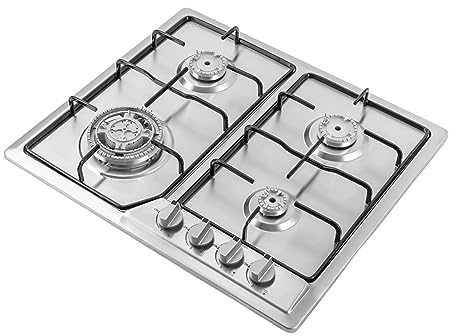 4 llamas de gas empotrable, placa de gas natural, con 4 quemadores de acero inoxidable, cocina de gas de acero inoxidable, cocina de propano para cocinar varios platos al mismo tiempo