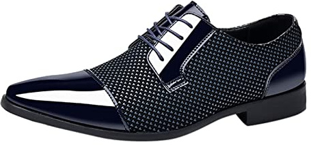 Chaussures d'affaires en cuir pour homme - Élégantes - Chaussures de costume à lacets - Chaussures en cuir - Chaussures de mariage - Chaussures basses à lacets - Chaussures classiques vernies, gris