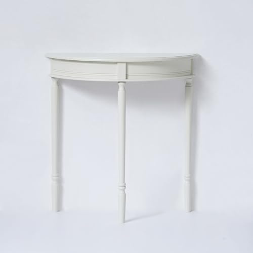 VIDI Home Halvø Table Console Demi-Lune Blanche en Bois - Table d’appoint étroite pour entrée & Couloir - Console d’entrée Design, Petit Meuble décoration 68,5×25,5×71 cm