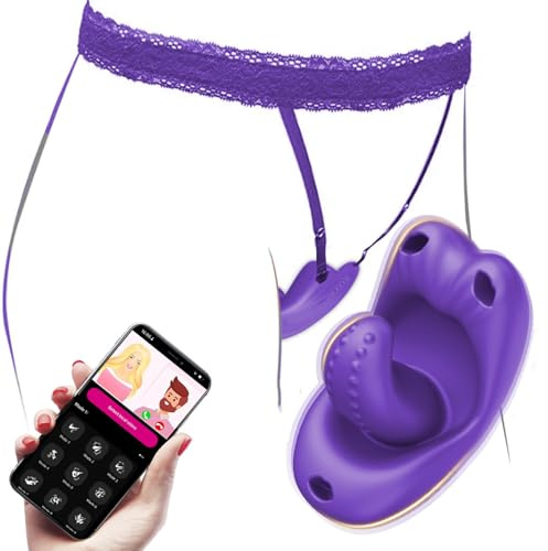 Wearable Vibrators Mini G Spot Vibrator with APP Remote Control, Tongue Vibrators with 10 Licking & Vibrating Panties Vibrator for Nipple Vaginal Clitoral Stimulator Female Sex Toys for Woman (Purple)