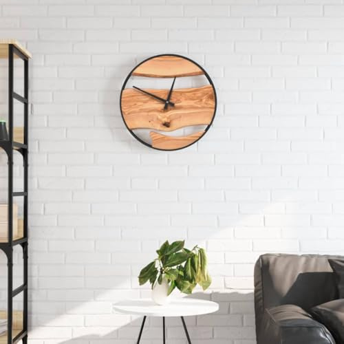Genérico Reloj de Pared Hierro y Madera de Olivo marrón Ø35 cm,Casa y jardín,Decoración,Relojes,Relojes de pared-4008396