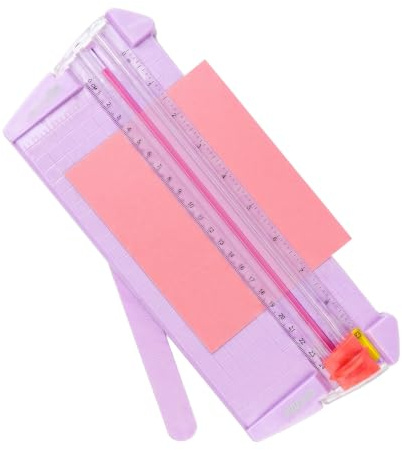 Massicot Scrapbooking, Massicot A4, Coupe Papier, Guillotine Portable avec Règle de Coupe Transparente, Découpeuse Papier pour Papier Photo Cartes Étiquettes Coupons Loisirs Créatifs Violet