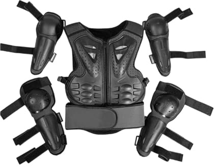 FytStycale Protezioni per Motocross per Bambini, Set di Protezioni per per Bambini, Giacca, Protezione per Petto E Schiena con Fodera Ammortizzante, Adatto, Nero