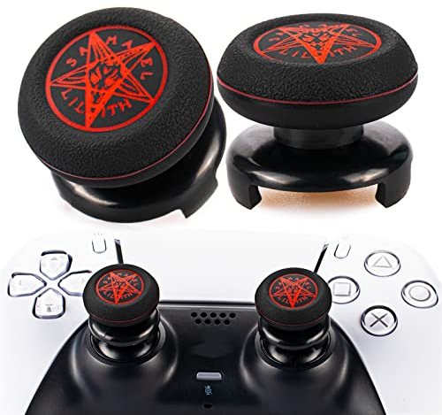 Playrealm FPS Thumbstick Grip Agarres para el Pulgar Extensor Y Impresión Caucho Silicona Apretón Cubrir 2 juegos para Controlador PS5 Dualsenese y PS4 (Círculo De Demonios)