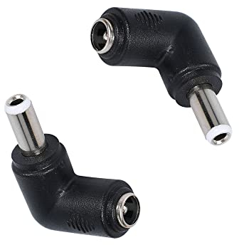 QIANRENON 90 Degree Angle DC Power Adapter 5.5mm x 2.5mm Male Plug to 5.5 mmx2.1mm Female Jack Right angle Coupler Converter 2Pcs