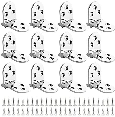 LANER 12 STÜCKE Falten Flip Top Scharnier, Edelstahl Scharnier Beschlag Möbelscharnier Faltscharnierscharnierkante Backflap-Kabinett-Hintern Hinges180 Grad Klapptisch Scharniere (silbrig weiß)