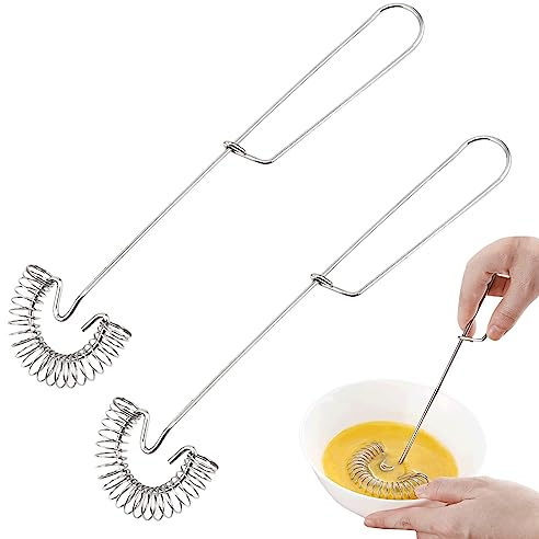 2 frusta a spirale in acciaio inox, frusta piccola, scopa per salsa, mini scopa a spirale per frullatore, racchetta da neve a mano, facile da pulire, pratica (argento)