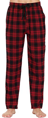 MoFiz Hombre Pantalones Largos de Pijama Algodón Casa Invierno Pantalón Cálido a Cuadros con Bragueta de Botón No.2758 XL
