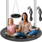 KESSER® Nestschaukel Tellerschaukel Hängeschaukel Rundschaukel Ø 100cm Schaukel bis 300kg belastbar mit Kissen & 4 Griffen verstellbar Kinderschaukel Indoor & Outdoor für Kinder & Erwachsene Anthrazit