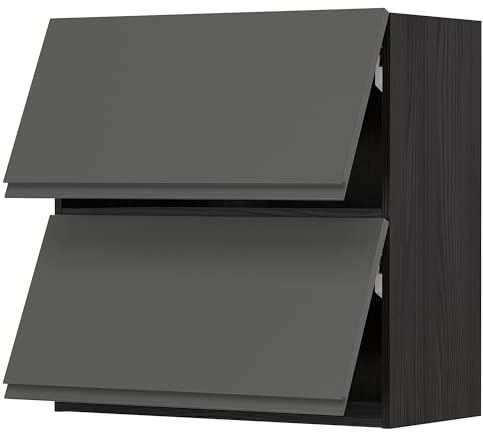 METOD Hängeschrank horizontal mit 2 Türen, 80x80 cm, Schwarz/Voxtorp Dunkelgrau