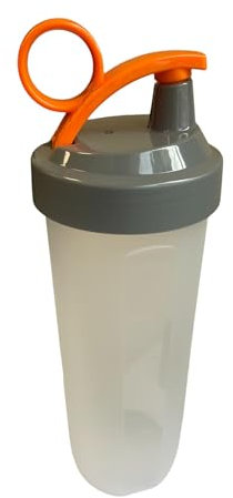BATIK Bouteille Shaker de protéines avec bouchon - Orange, Transparent