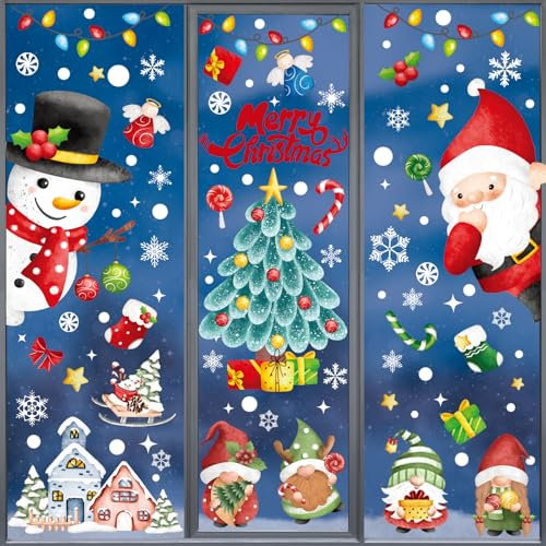 Tarocat 10 ark fönsterbilder jul självhäftande, fönsterbilder snöflingor, fönsterklistermärken vinterdekoration juldekoration, fönsterbilder jul för fönster, jul dekoration