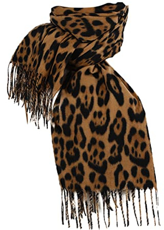 Generisch Schal Damen Leoparden Loop Schal Warmer Leopardenmuster Winterschal Kuschelig Quaste Kaschmir Wollschal Winter Weichdamen Schals
