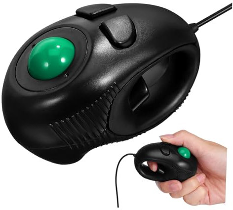 HOMOCONO 4d Wired Usb Trackball Mouse for Laptops and Desktops Ergonomic Handheld Mini Trackball Mouse in Black for Travel and Home Office