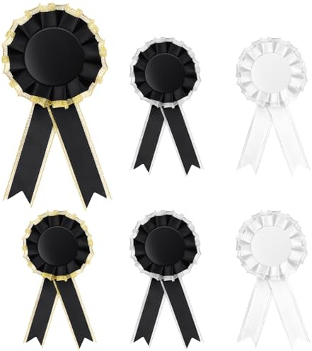 6 unidades de rosetas de arco iris, cinta de premios en blanco, bandas de premios ganadores, insignias de cinta honorables, rosetas de competición, banda de participación para competición, deportes