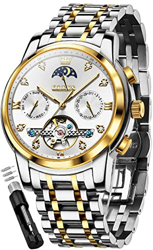 OLEVS Montre Homme Mécanique Automatique Squeletté Tourbillon Calendrier Étanche Lumineuse Classique Luxe