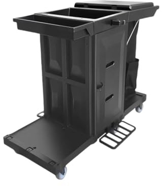 KHYTEBV Carro de Limpieza Comercial, Carro para Servicio de Limpieza, con Bolsa de Almacenamiento, para Personal de Limpieza/Servicio de Habitaciones/Hotel