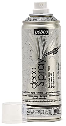 PEBEO - Peinture Acrylique en Spray - Pour la Décoration Multi Supports en Intérieur et Extérieur - Base Eau, Faible Odeur - 200 ml - Finition Effet Pierre - Coloris Effet Pierre