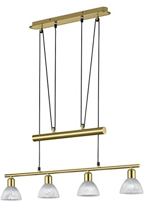 Trio Leuchten LED-JoJo-Pendelleuchte Levisto in Messing matt, Glas alabasterfarbig weiß 371010408