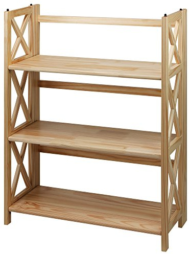 Casual Home Montego 3-Shelf Folding Bookcase, Natural , 27.5 Wide