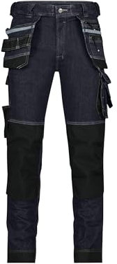 DASSY® Melbourne Stretch-Arbeitsjeans mit Holstertaschen und Kniepolstertaschen - Größe 52 - JEANSBLAU/SCHWARZ