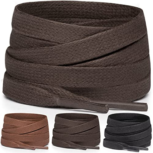Miscly Lacets Cirés Plats [3 Paires] Pour Bottes Habillées, Bottines ou Chaussures - Largeur: 6 mm (91 cm, Brun Foncé)