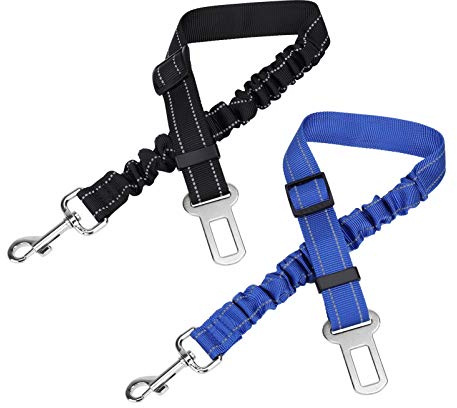 Cintura di Sicurezza per Cani, 2 Pezzi, Cintura di Sicurezza per Pet Razze e Gatti Gatto Regolabile Viaggio, Nylon Animali Domestici Guinzaglio in Estensibile 51-90cm Taglia Imbarcatura Auto Veicolo