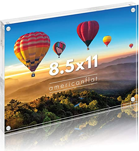 Americanflat 8.5x11 Acrylic Picture Frame - Double Sided Frames with Magnetic Corners - Transparent Acrylic Frames for Desk or Tabletop Display - 8.5x11 Picture Frame with Microfiber Cloth Included